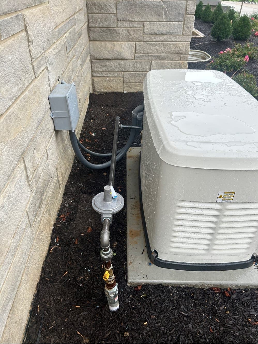 Standby generator gas line with regulator installed by Villela's